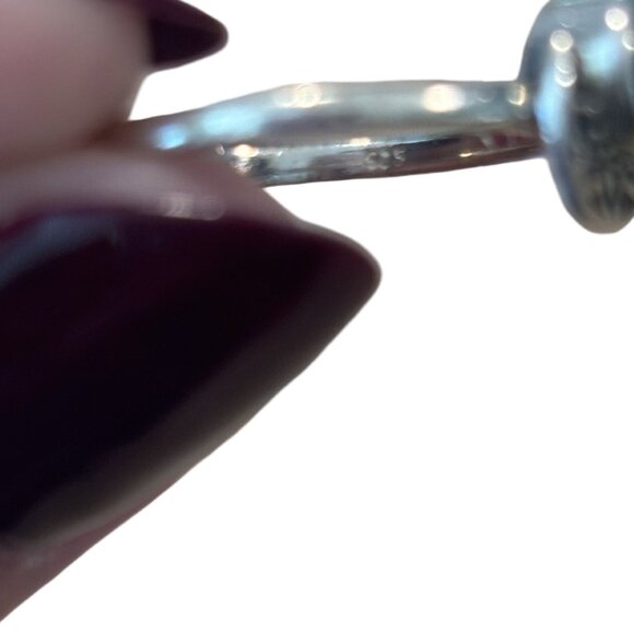 Sterling Silver 925 Garnet Crescent Moon Ornate Round Ring Size 8 Southwest Boho - Picture 4 of 6